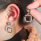 Black Square Zircon Earrings
